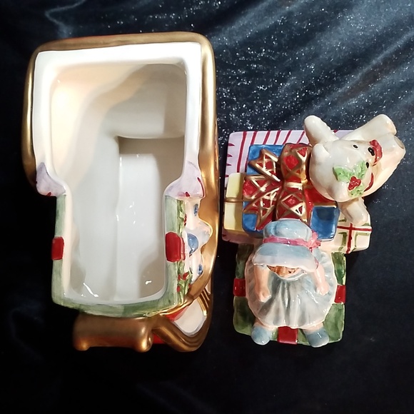 FITZ AND FLOYD NEW Vintage LIDDED BOX TEDDY'S CHRISTMAS - Picture 5 of 8
